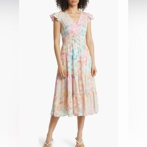 Vince Camuto Pastel Floral Midi Dress